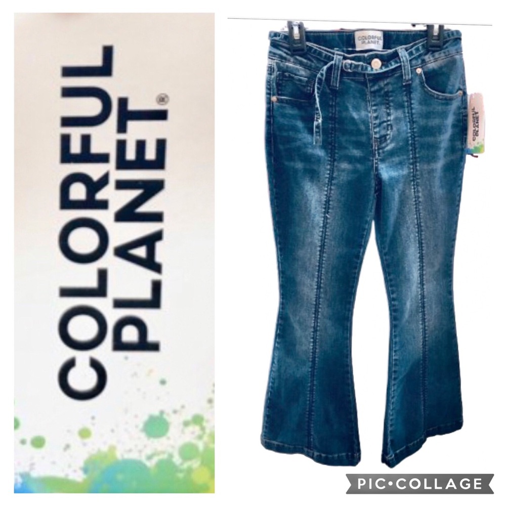 NEW COLORFUL PLANET Jeans Flare Bottom Blue Size 12 Girl’s